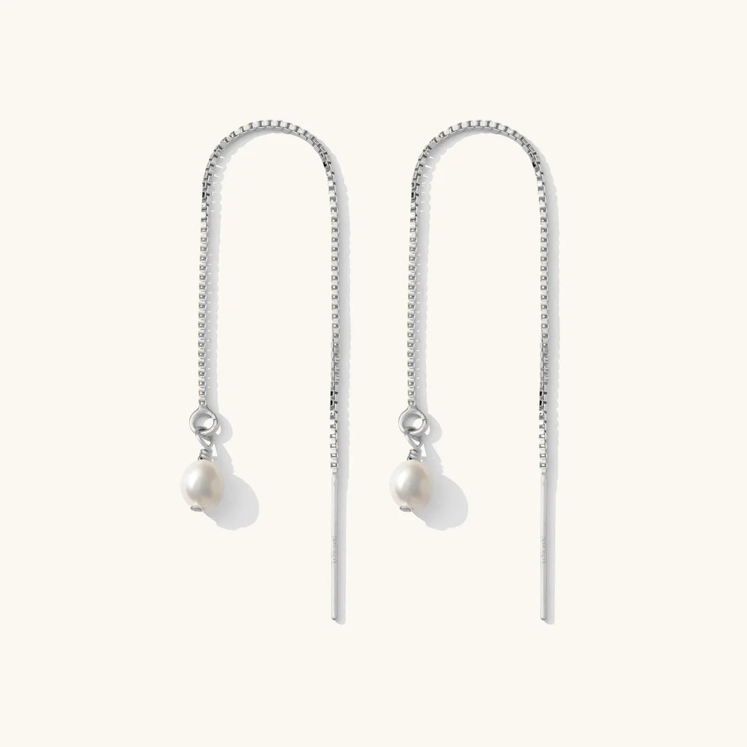 Pearl Drop Threader Earrings