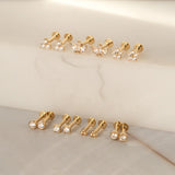 Diamond Flower Flat Back Stud Earring