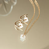 Flower Pearl Hoop Earrings