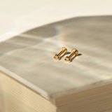 Triple Ball Flat Back Stud Earring - 14k Solid Gold