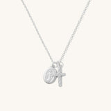 Tiny Virgin Mary & Cross Necklace